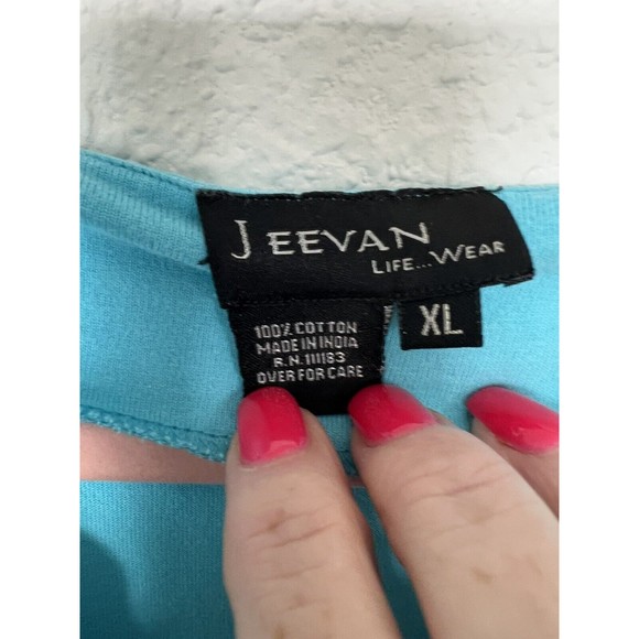 J EEVAN Life Wear Women’s SZ XL Turquoise Metallic Floral Embroidered Long Robe - Picture 3 of 13